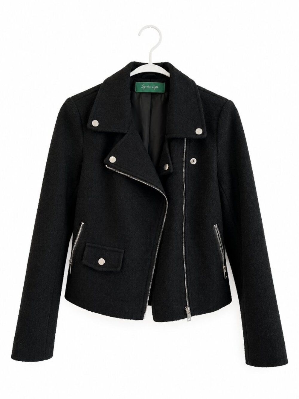 Wool blend moto jacket